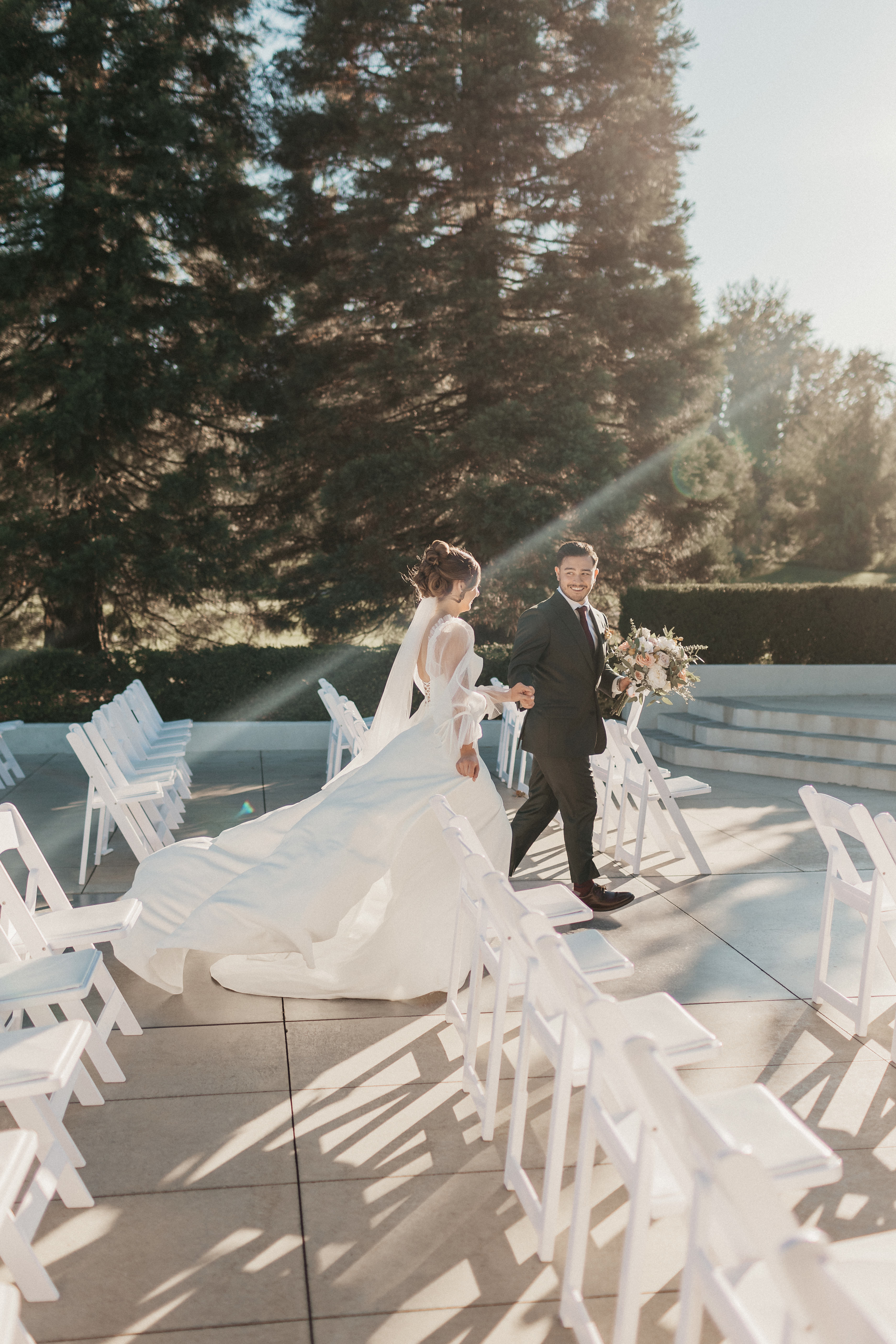 bride and groom at ceremony site in langley